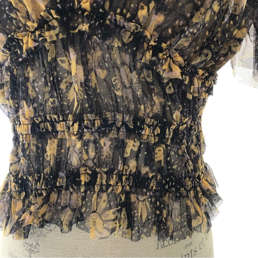 Free People Sheer Multi-colored Tulle Ruffed Crop Top Large - Picture 5 of 12